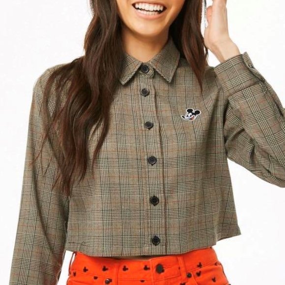 Forever 21 Tops - Disney Forever 21 Mickey Mouse Plaid Cropped Top